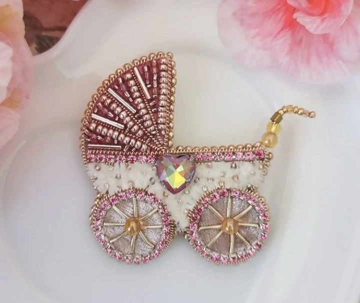 Beaded Pram Brooch