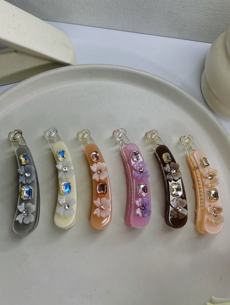 Rhinestone Floral Banana Clip