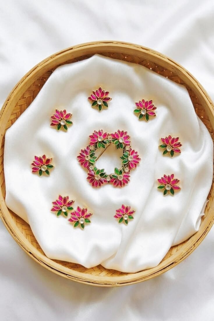 Enamel Flower Jada Pin Set