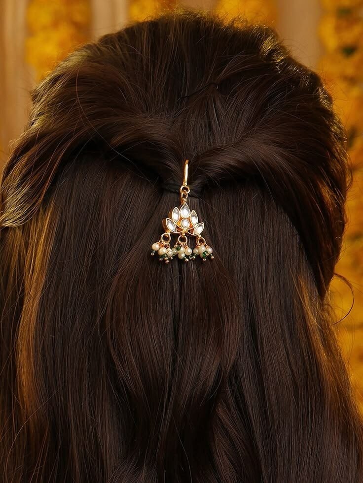 Gold-Plated Kundan Bun Pin