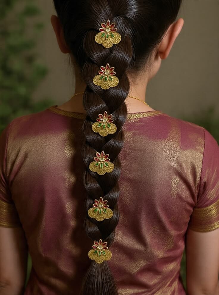 Kundan Coin Braid Pins